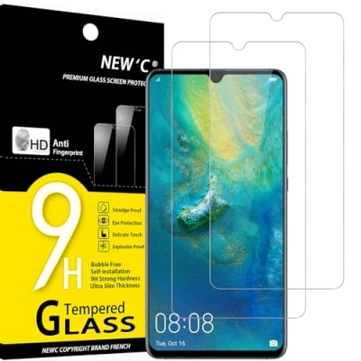 Afbeelding van NEW&#039;C 2 stuks gehard glas voor Huawei Mate 20, displaybeschermfolie krasbestendig zonder luchtbellen extreem robuust (0,33 mm HD ultra transparant) hardheid 9H