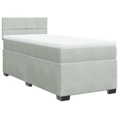 Afbeelding van vidaXL Boxspring met matras fluweel lichtgrijs 90x190 cm