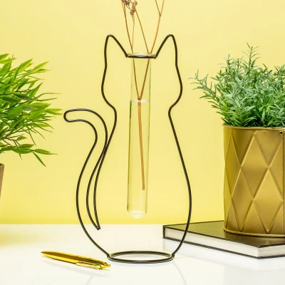 Afbeelding van Silhouette Draadvaas Kat