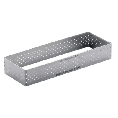 Afbeelding van De Buyer VALHORNA rechthoekige taartcirkel van geperforeerd roestvrij staal 25 x 8 cm, hoogte 2 cm