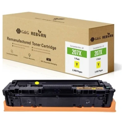 Afbeelding van G&amp;G REBORN 207X gereviseerde Tonercartridge Geschikt voor HP 207A W2212A W2212X geel