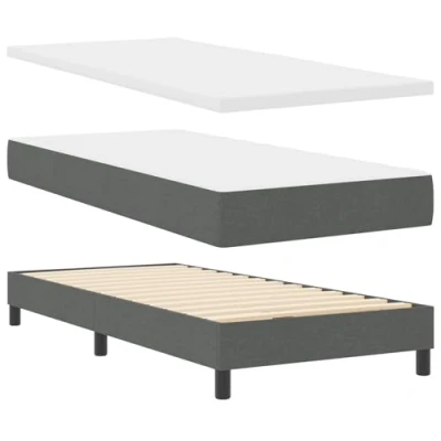 Afbeelding van vidaXL Boxspringbed met matras donkergrijs 90x190 cm stof, hoofdbord diamanten blokken ontwerp 90 stof
