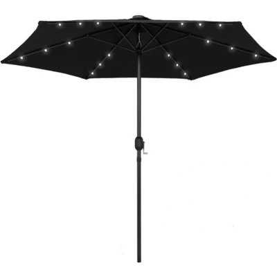 Afbeelding van Parasol met LED verlichting en aluminium paal 270 cm zwart