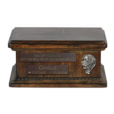 Afbeelding van Persoonlijke houten urn hond voor hondenas Bernhardiner met gravure
