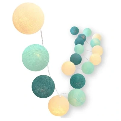 Afbeelding van CREATIVECOTTON LED lichtketting met katoenen bollen, timer en dimmer (Aqua, 20 lampen)