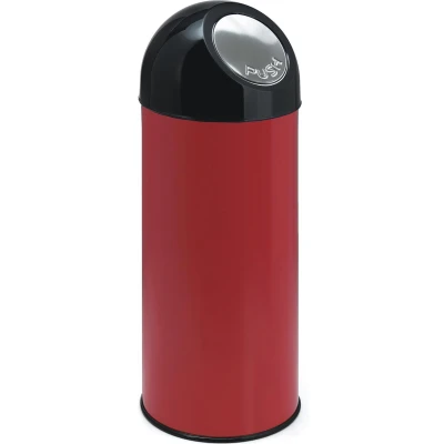 Afbeelding van Afvalbak 55ltr Pushdeksel met onderbak rood/zwart