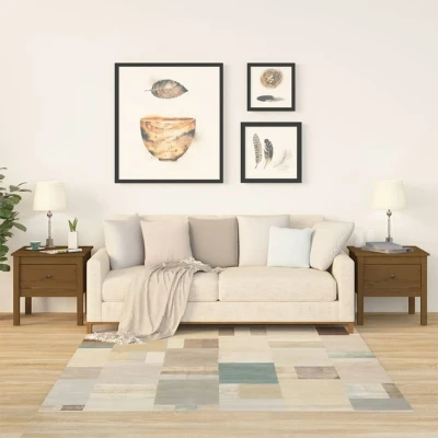 Afbeelding van Bijzettafels 2 st 50x50x49 cm massief grenenhout honingbruin