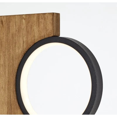 Afbeelding van Brilliant Lamp Cheesy LED vloerlamp 140cm mat zwart/bruin hout 20 W geïntegreerd