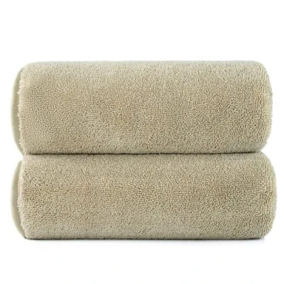 Afbeelding van POLYTE Set van 2 extra grote badhanddoeken, microvezel, gedraaid, pluisvrij, sneldrogend, 152,4 x 76,2 cm, beige