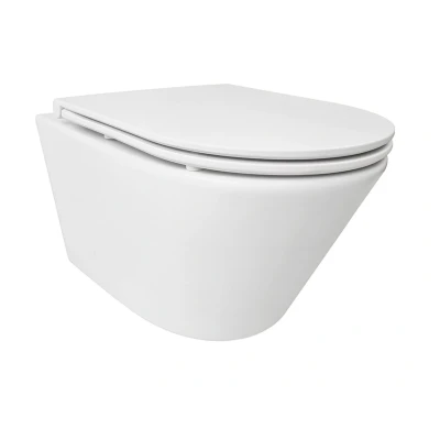 Afbeelding van Wiesbaden Vesta Tornado flush wandcloset rimless met Flatline toiletzitting softclose en quick release mat wit
