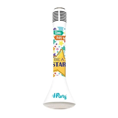 Afbeelding van Lexibook iParty, Bluetooth® karaoke microfoon met spraakwisselfunctie, om te zingen, 5 W verlichte luidspreker, micro SD poort, wit/blauw, MIC210