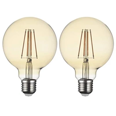 Afbeelding van SD LUX Led gloeilamp, E27, 8 W, vintage filament, barnsteen, G95, flikkervrij, Edison schroefdraad, 850 lm (komt overeen met 75 W), warmwit 2700 K, niet dimbaar, 2 stuks