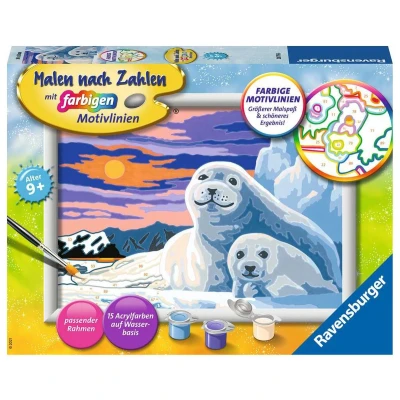 Afbeelding van Ravensburger Malen nach Zahlen 28779 Niedliche Robben Kinder ab 9 Jahren
