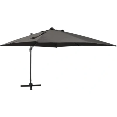 Afbeelding van Zweefparasol met paal en LED verlichting 300 cm antracietkleur