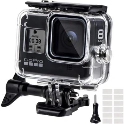 Afbeelding van Waterdichte behuizing voor Gopro Hero 8, 60M waterbestendige duikhoes met snelmontage klemmen &amp; 12 anti fog inzetstukken toebehoren 8 Black Action Camera (2019)