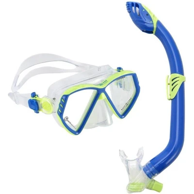 Afbeelding van Aqua Lung Sport Combo Snorkelset Junior Light Blue Bright Green Blauw Duikbrillen &amp; Snorkels