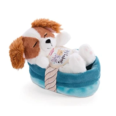 Afbeelding van NICI Knuffel Hond in Mand 12 cm Sleeping Pets Cocker Spaniel voor Meisjes, Jongens en Baby&#039;s Pluizig Knuffeldier om Mee te Knuffelen, Spelen Slapen Gezellige Pluche Dieren