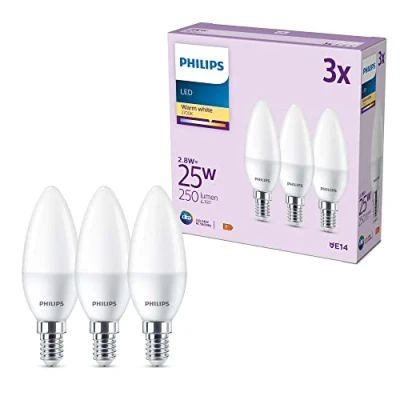 Afbeelding van Philips LED Kaarslamp Mat 25 W E14 Warmwit licht 3 stuks
