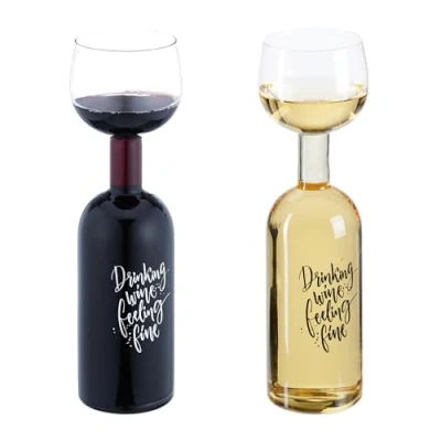 Afbeelding van Relaxdays XL glazen wijnfles met Duitse spreuk grappig cadeau voor wijnliefhebbers 750 ml transparant