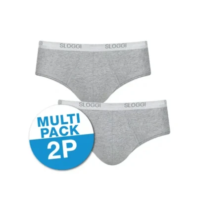 Afbeelding van sloggi men Basic Heren Midi slip 2 pack Grey Marle Maat XXL