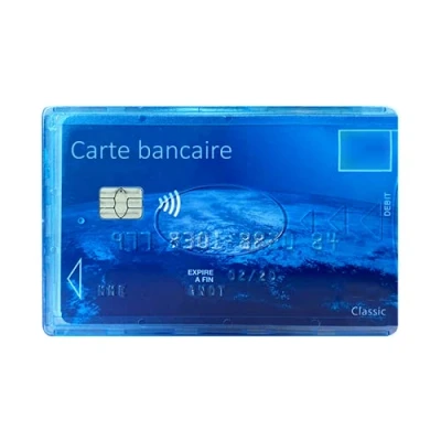 Afbeelding van Color Pop Harde kaarthouder (1) RFID bescherming, gemaakt in Frankrijk, Transparant pvc, bankpasbescherming, 6 x 9,1 cm, blauw, klassiek