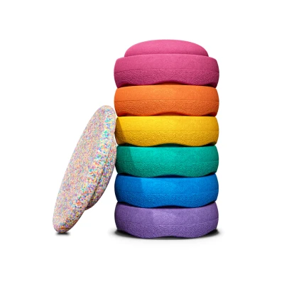 Afbeelding van Stapelstein rainbow met super confetti balance board classic pink edition 7st
