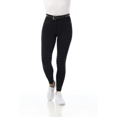 Image de EQUITHÈME Pantalon d&#039;Équitation Safir Silicone Genouillères Noir/Bleu 38