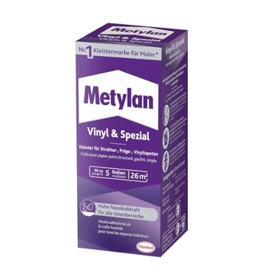 Afbeelding van Metylan Vinyl en speciaal Behanglijm voor structuur , reliëf vinylbehang Optimale lakstabiliteit eenvoudige uitlijning Zeer efficiënte lijm Transparant 1 x 180 g