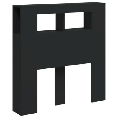 Afbeelding van Hoofdeinde met LED 100x18,5x103,5 cm bewerkt hout zwart