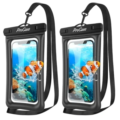 Afbeelding van Procase 2 drijvende waterdichte hoesjes, voor iPhone 15/14/13/12/11 Mini Plus Pro Max XS XR X SE, Samsung A14, A23, A33, Xiaomi Redmi, IPX8 gecertificeerd, universeel telefoons tot 7 inch