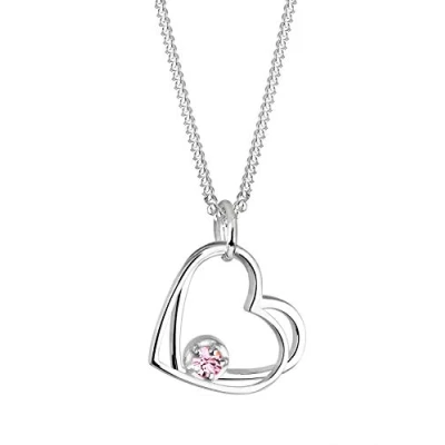 Afbeelding van Elli dames Halsketting hart hanger symbool liefde solitaire met blauwe kristal in 925 sterling zilver