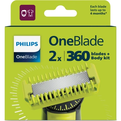 Afbeelding van Philips OneBlade 360 Blade Body Kit Vervangmesjes Verpakking Van 2 QP624/50