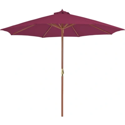 Afbeelding van Parasol met houten paal 300 cm bordeauxrood