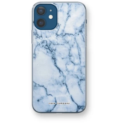 Afbeelding van Case Company® hoesje geschikt voor iPhone 12 mini Blauw marmer Soft Cover Telefoonhoesje Bescherming aan alle Kanten en Schermrand