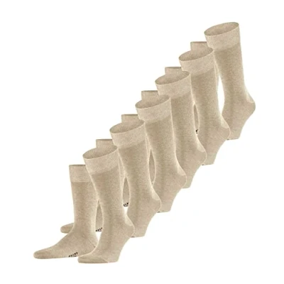 Image de FALKE Happy 6 Pack M SO coton unies lot de paires, Chaussettes Homme, Beige (Sand Melange 4650), 39 42