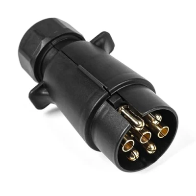 Afbeelding van AOHEWEI 7 polige waterdichte aanhangerstekker, 12 V kunststof N type bedradingsadapter voor vrachtwagen, camper, auto, boot, caravan, slepen