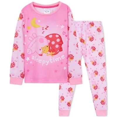 Afbeelding van Peppa Pig Pyjamaset, lang, meisjes, zacht, ademend, cadeau voor meisjes (roze, 3 4 jaar), Roze