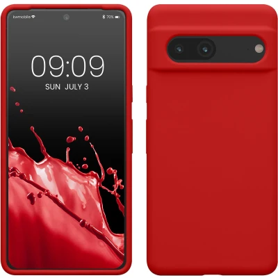 Afbeelding van kwmobile telefoonhoesje geschikt voor Google Pixel 7 Hoesje met siliconen coating Smartphone case in klassiek rood