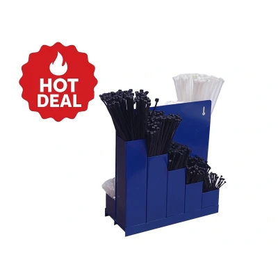 Afbeelding van Kortpack Set: Dubbelzijdig Opbergrek + Zwarte &amp; Witte Kabelbinders Blauw (1 Stuk)
