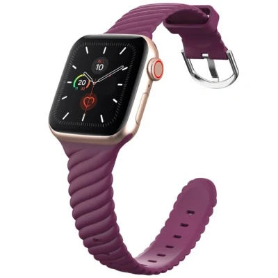Afbeelding van Apple Watch Siliconen &#039;Twist&#039; bandje Wijnrood Geschikt voor 38mm / 40mm 41mm