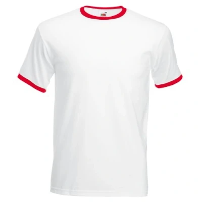 Afbeelding van Fruit Of The Loom Heren Ringer T shirt met korte mouwen (Wit/Rood)