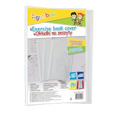 Image de gimboo Lot de 25 protège cahiers Format A5 Extra solides 150 microns En polypropylène Incolore Transparent Pour scolaires