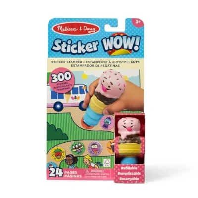 Afbeelding van Melissa &amp; Doug Sticker Wow Activiteitenblok met 24 pagina&#039;s en zelfklevende stempels, 300 decoratieve stickers, knutsel knutselspeelgoed om te verzamelen konijn