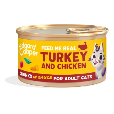 Afbeelding van Edgard&amp;Cooper Adult Chunks 85 g Kattenvoer Kalkoen&amp;Kip