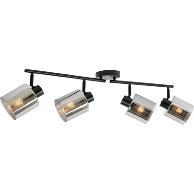 Afbeelding van QAZQA laura Art Deco Plafondspot Spotje Opbouwspot 4 lichts L 111 cm Grijs Woonkamer Slaapkamer Keuken