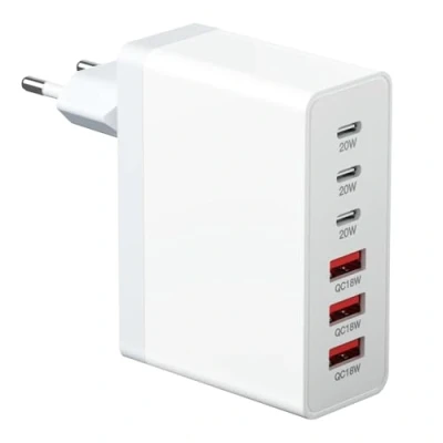 Afbeelding van USB C oplader, 100 W GaN 6 poorts met 3 poorten en A opladers aansluiting, compatibel iPhone 11/12/13/14/15/16 Pro Max/Galaxy S24/S23/S22/S21/Google/tablet