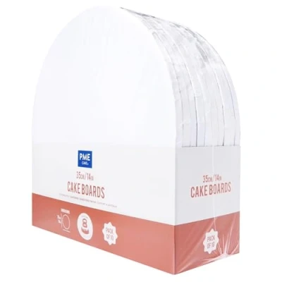 Image de PME Lot de 10 gâteaux ronds avec bords enveloppés, blanc (14 pouces/35 cm)