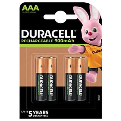 Afbeelding van Duracell 5000394203822 Stay Charged Nimh AAA oplaadbare batterijen, 900 mAh, 4 stuks