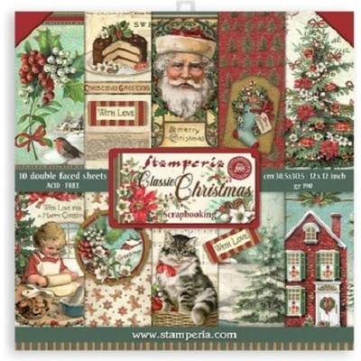 Afbeelding van Stamperia Classic Christmas 12x12 Inch Paper Pack (SBBL74)