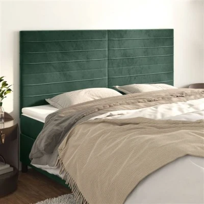 Afbeelding van vidaXL Hoofdborden 4 st 100x5x78/88 cm fluweel donkergroen